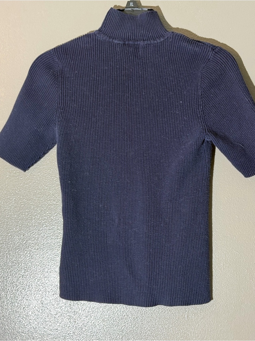 The Limited Navy Ribbed Mock Neck Tee
